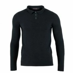 Hot Sale π€© Mens Extra Fine Merino Wool Long Sleeve Polo π Shirt - Olive By Paul James Knitwear π