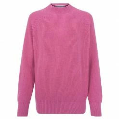 Coupon 🎉 Womens Pure Cotton High Neck Raglan Jumper Starlet Pink By Paul James Knitwear 👍
