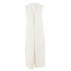 Brand new ⭐ Womens Pure Extra Fine Merino Wool Sleeveless Longline Cardigan Ecru By Paul James Knitwear 👍