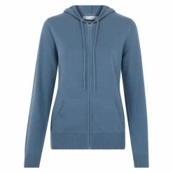 Wholesale 😉 Womens 100% Cotton Zip Through Hoodie Bluestone By Paul James Knitwear 👏