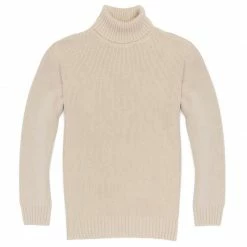 Cheap π₯° Mens 100% Cotton Submariner Roll Neck Jumper Ecru By Paul James Knitwear βοΈ