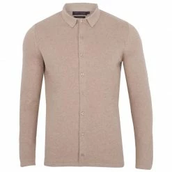 Best Sale 😀 Mens 100% Cotton Knitted 👚 Shirt - Sand By Paul James Knitwear 🔔