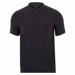 Deals 😉 Mens Midweight 100% Cotton Short Sleeve Polo Zachary 👕 Shirt - Anthracite By Paul James Knitwear 🤩