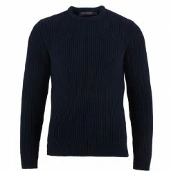 Discount β Mens 100% Chunky Merino Wool Ribbed Jumper - Navy By Paul James Knitwear π₯°