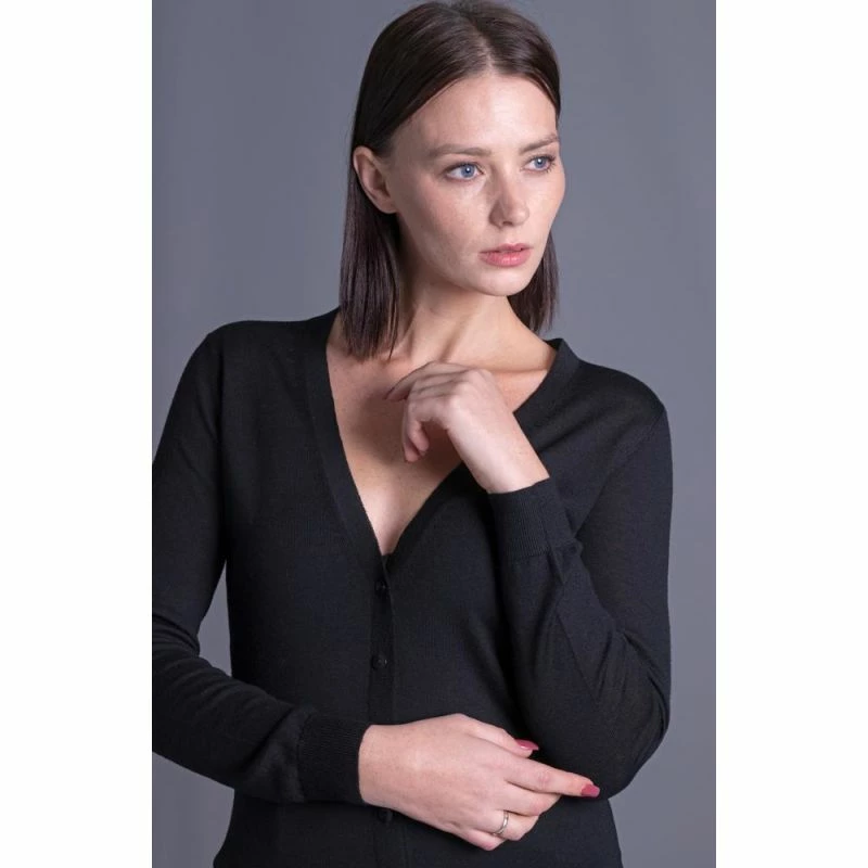 Best Pirce βοΈ Womens 100% Extra Fine Merino V Neck Long Sleeve Cardigan Black By Paul James Knitwear π 4 Best Pirce βοΈ Womens 100% Extra Fine Merino V Neck Long Sleeve Cardigan Black By Paul James Knitwear π - Image 2