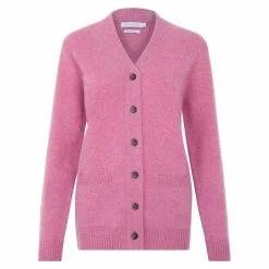 Wholesale 🔥 Womens 100% Lambswool V Neck Lilly Cardigan With Pockets - Nougat Pink By Paul James Knitwear 😀