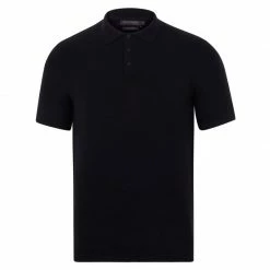 Brand new π Mens Midweight 100% Cotton Short Sleeve Polo Zachary π Shirt - Black By Paul James Knitwear π