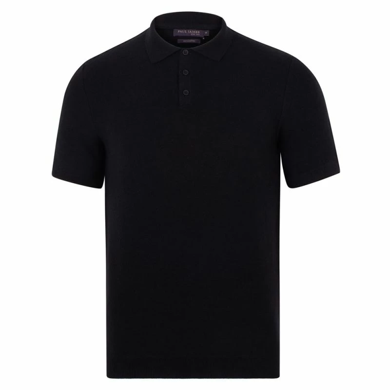 Brand new π Mens Midweight 100% Cotton Short Sleeve Polo Zachary π Shirt - Black By Paul James Knitwear π 3 Brand new π Mens Midweight 100% Cotton Short Sleeve Polo Zachary π Shirt - Black By Paul James Knitwear π