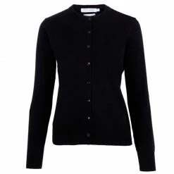 Best Sale β€οΈ Womens Ultra-Fine Cotton Button Through Thea Cardigan - Black By Paul James Knitwear β€οΈ