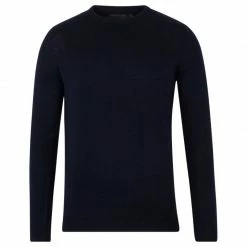Cheap π Mens Extra Fine Merino Wool Crew Neck Callington Jumper - Navy By Paul James Knitwear π
