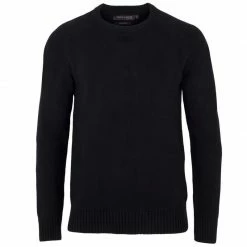 Best deal ✔️ Mens 100% Cotton Midweight Raglan Crew Neck Jumper - Black By Paul James Knitwear ❤️