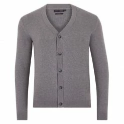 New 🎁 Mens Lightweight 100% Cotton Matthew Cardigan - Grey Pewter By Paul James Knitwear 🔔