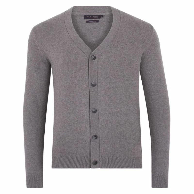 New π Mens Lightweight 100% Cotton Matthew Cardigan - Grey Pewter By Paul James Knitwear π 3 New π Mens Lightweight 100% Cotton Matthew Cardigan - Grey Pewter By Paul James Knitwear π