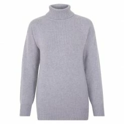 Cheap 👏 Women's Merino Cashmere Submariner Roll Neck Alessandra Jumper - Dove Grey By Paul James Knitwear 😉