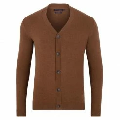 Flash Sale ✔️ Mens Lightweight 100% Cotton Matthew Cardigan - Caramel By Paul James Knitwear 🛒