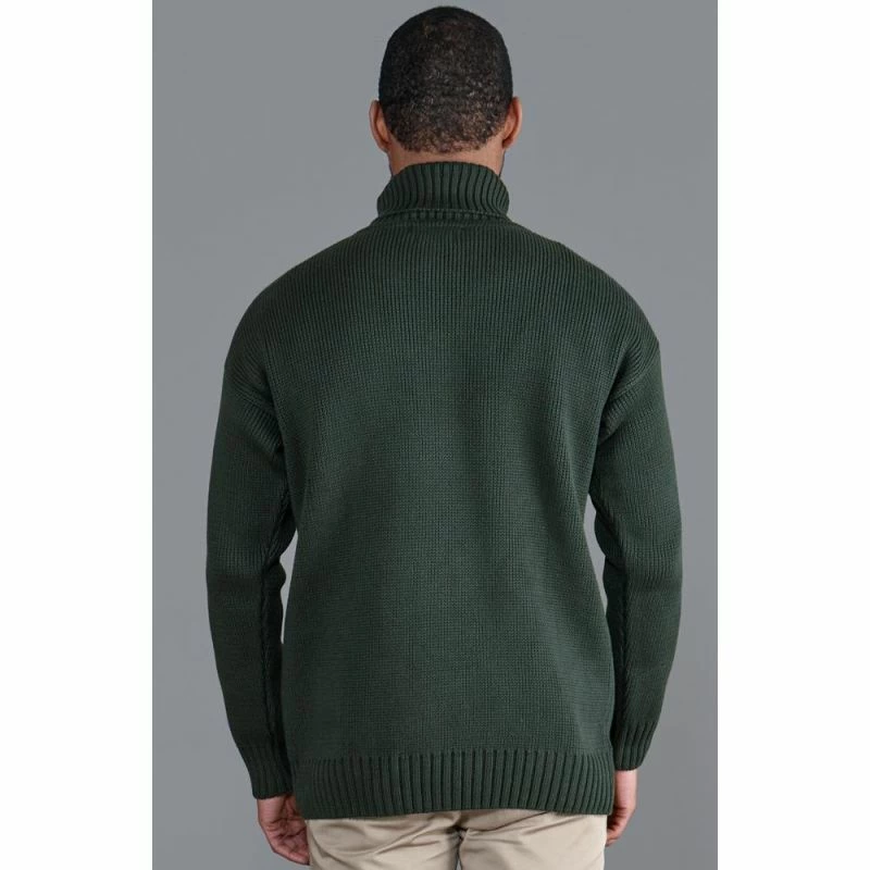 Outlet π― Mens 100% Cotton Submariner Roll Neck Jumper Olive By Paul James Knitwear π― 5 Outlet π― Mens 100% Cotton Submariner Roll Neck Jumper Olive By Paul James Knitwear π― - Image 3