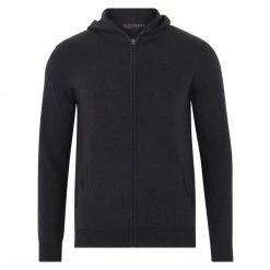 Discount 😉 Mens Lightweight 100% Cotton Zip Through Knitted Jackson Hoodie - Anthracite By Paul James Knitwear ✔️