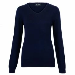Budget π Womens Pure Extra Fine Merino Wool V Neck Jumper Navy By Paul James Knitwear π₯°
