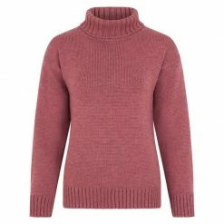 Wholesale 🛒 Womens 100% Chunky Merino Wool Submariner Roll Neck Maria Jumper - Dusky Pink By Paul James Knitwear 💯
