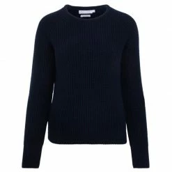 Flash Sale π― Womens 100% Cotton Heavyweight Fisherman Rib Jumper - Navy By Paul James Knitwear π