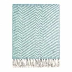 Discount ❤️ Keats Heavyweight Shetland Wool Chevron Blanket - Duck Egg By Paul James Knitwear 🔥