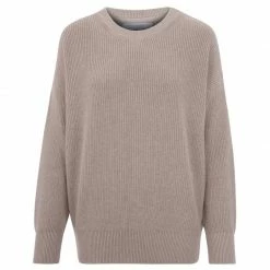 Coupon π Womens 100% Cotton Ribbed Crew Neck Tiffany Jumper - Fawn By Paul James Knitwear β