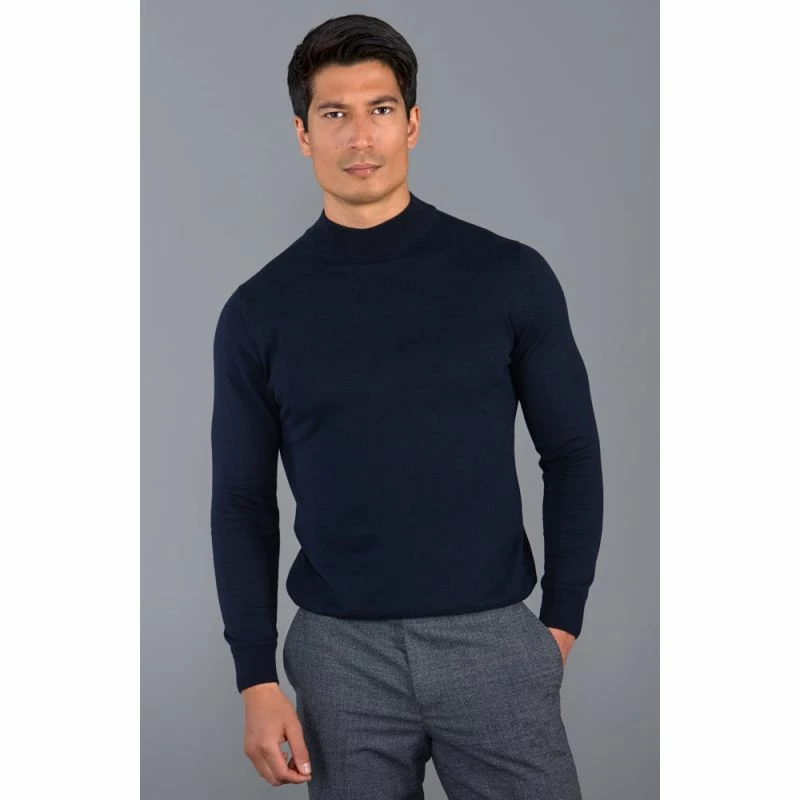 Cheap π Mens 100% Ultra Fine Cotton Mock Turtle Neck Spencer Jumper - Navy By Paul James Knitwear β¨ 4 Cheap π Mens 100% Ultra Fine Cotton Mock Turtle Neck Spencer Jumper - Navy By Paul James Knitwear β¨ - Image 2