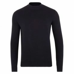 Best reviews of 😉 Mens 100% Cotton Narrow Mock Turtleneck Jumper Black By Paul James Knitwear 🔔