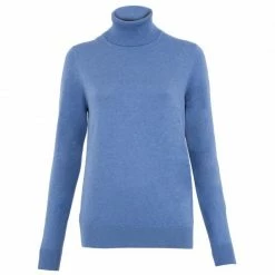 Brand new π₯° Womens Ultra-Fine Cotton Roll Neck Long Sleeve Terri Jumper - French Blue By Paul James Knitwear βοΈ