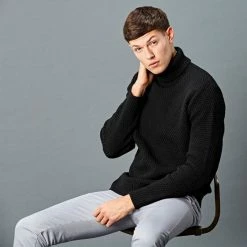 Best Sale ✨ Mens Merino Wool Fishermans Roll Neck Moss Stitch Jumper Black By Paul James Knitwear ❤️ 12 Best Sale ✨ Mens Merino Wool Fishermans Roll Neck Moss Stitch Jumper Black By Paul James Knitwear ❤️ -us-Paul James Knitwear Sales 2022 rggdqoiiuub9bbv2mncd