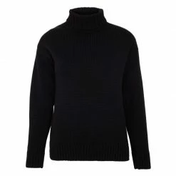 Promo π Womens 100% Chunky Merino Wool Submariner Roll Neck Maria Jumper - Black By Paul James Knitwear π§¨