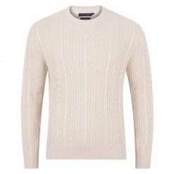 Buy 🧨 Mens Midweight 100% Cotton Chevron Cable Joseph Jumper - Ecru By Paul James Knitwear ✨