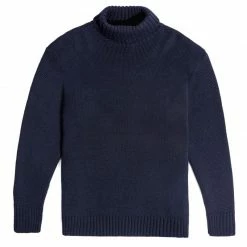 Outlet 🤩 The Modern Submariner - Roll Neck Merino Wool Jumper Navy By Paul James Knitwear ✔️