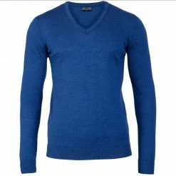 Hot Sale 𧨠Mens Extra Fine Merino Wool V-Neck Chester Jumper - Indigo By Paul James Knitwear π