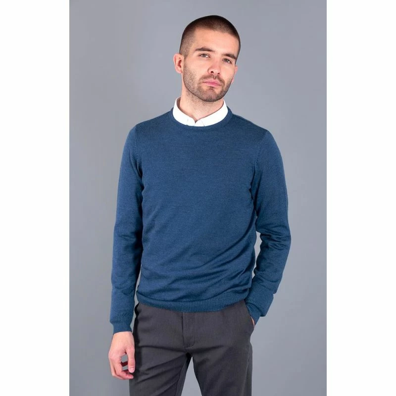 Promo π€© Mens Extra Fine Merino Wool Crew Neck Callington Jumper - Indigo By Paul James Knitwear π 4 Promo π€© Mens Extra Fine Merino Wool Crew Neck Callington Jumper - Indigo By Paul James Knitwear π - Image 2