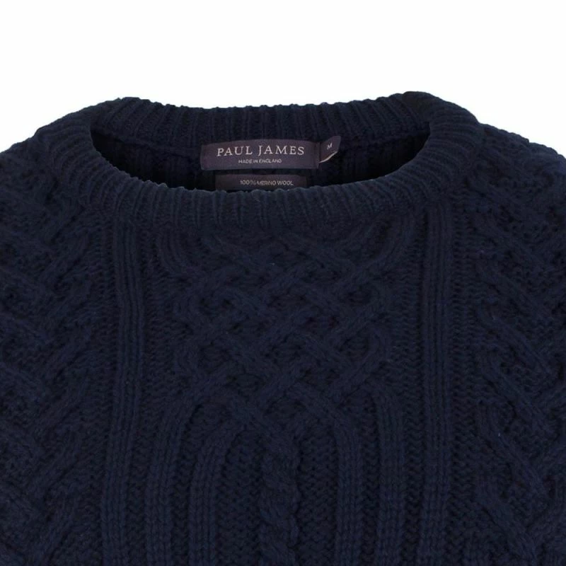 Outlet 𧨠Anderson - Merino Wool Chunky Cable Sweater - Navy By Paul James Knitwear π 5 Outlet 𧨠Anderson - Merino Wool Chunky Cable Sweater - Navy By Paul James Knitwear π - Image 3