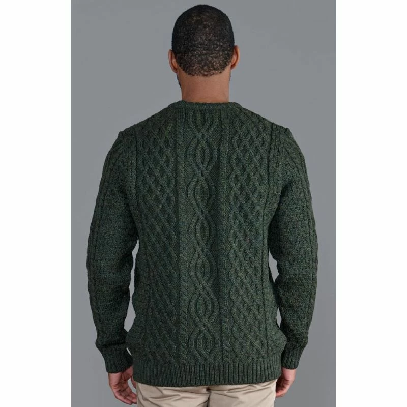 Promo π Jarvis - Mens British Wool Aran Cable Sweater Green By Paul James Knitwear π 5 Promo π Jarvis - Mens British Wool Aran Cable Sweater Green By Paul James Knitwear π - Image 3