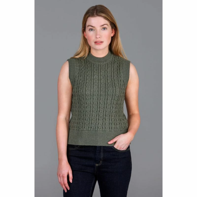 Top 10 π Womens Midweight 100% Cotton Aran Sleeveless Frances Tank - Khaki By Paul James Knitwear β¨ 4 Top 10 π Womens Midweight 100% Cotton Aran Sleeveless Frances Tank - Khaki By Paul James Knitwear β¨ - Image 2