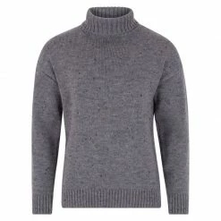 Promo βοΈ Mens 100% British Wool Submariner Roll Neck Walter Jumper - Dark Grey Nepp By Paul James Knitwear β