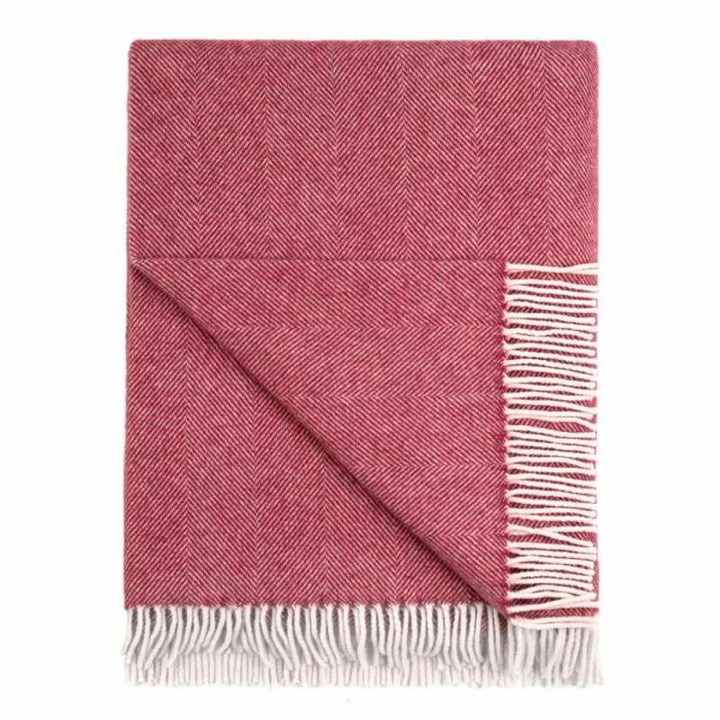 Budget π Auden Midweight Merino Lambswool Herringbone Blanket - Berry By Paul James Knitwear π 4 Budget π Auden Midweight Merino Lambswool Herringbone Blanket - Berry By Paul James Knitwear π - Image 2