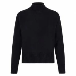 Brand new 👏 Womens Midweight 100% Cotton Turtleneck Drop Shoulder Cassidy Jumper - Navy By Paul James Knitwear 🛒