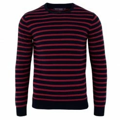 Best Pirce βοΈ Mens 100% Cotton All Over Stripe Breton Tyrell Jumper - Merlot By Paul James Knitwear β
