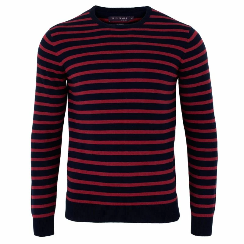 Best Pirce ✔️ Mens 100% Cotton All Over Stripe Breton Tyrell Jumper - Merlot By Paul James Knitwear ⌛ 3 Best Pirce ✔️ Mens 100% Cotton All Over Stripe Breton Tyrell Jumper - Merlot By Paul James Knitwear ⌛