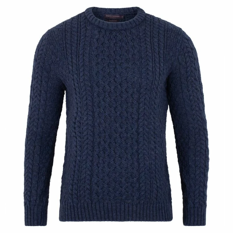 Promo β€οΈ Mens Fisherman's British Wool Cable Johnston Jumper - Denim By Paul James Knitwear π₯ 3 Promo β€οΈ Mens Fisherman's British Wool Cable Johnston Jumper - Denim By Paul James Knitwear π₯
