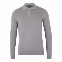 Buy 🔔 Mens 100% Cotton Long Sleeve Knitted Hall Polo 👚 Shirt - Seal By Paul James Knitwear 🥰
