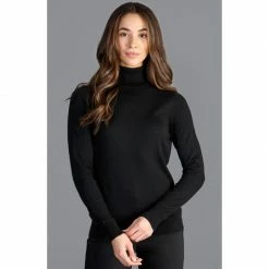 Discount 😉 Womens Ultra-Fine Cotton Roll Neck Long Sleeve Terri Jumper - Black By Paul James Knitwear 🤩 -us-Paul James Knitwear Sales 2022 sqedupnfcufx4uzva5a0