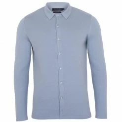 Buy 🎉 Mens 100% Cotton Knitted 👚 Shirt - Chalk Blue By Paul James Knitwear 🔥