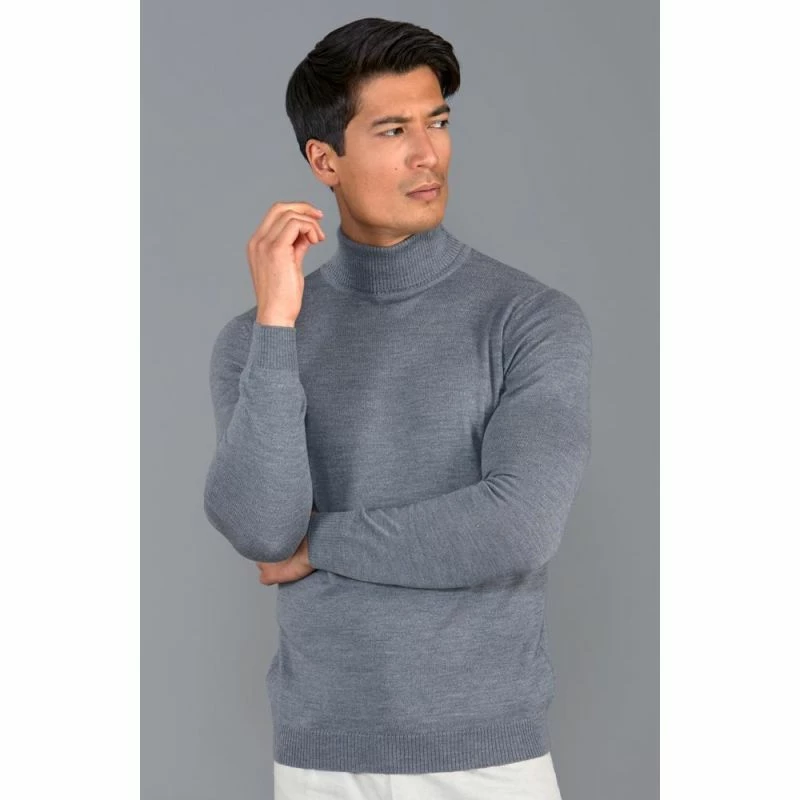 Promo π― Mens Extra Fine Merino Wool Roll Neck Weston Jumper - Mid Grey By Paul James Knitwear β¨ 4 Promo π― Mens Extra Fine Merino Wool Roll Neck Weston Jumper - Mid Grey By Paul James Knitwear β¨ - Image 2