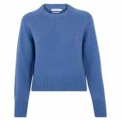 Flash Sale π₯ Womens Midweight 100% Cotton Crew Neck Raglan Sleeve Frida Jumper - French Blue By Paul James Knitwear π§¨
