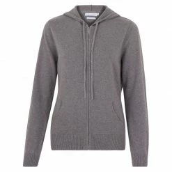 Discount 💯 Womens 100% Cotton Zip Through Hoodie Pewter By Paul James Knitwear 🛒